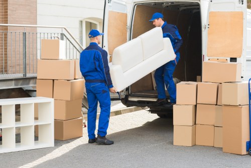 Furniture and boxes being loaded into a van for a Southgate move