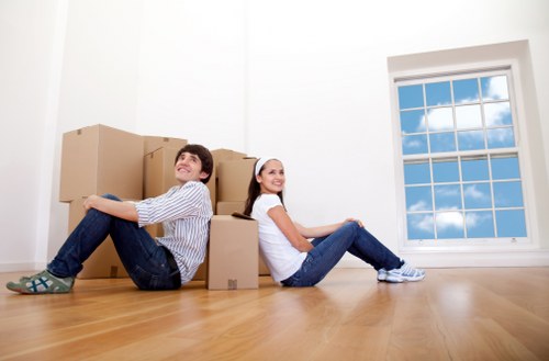 Packed household boxes ready for a home move in Southgate