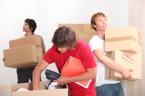 Packing and moving boxes prepared for a Southgate relocation