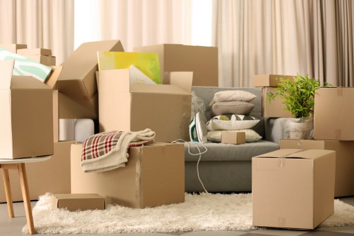 Removal van and movers preparing a Southgate house move